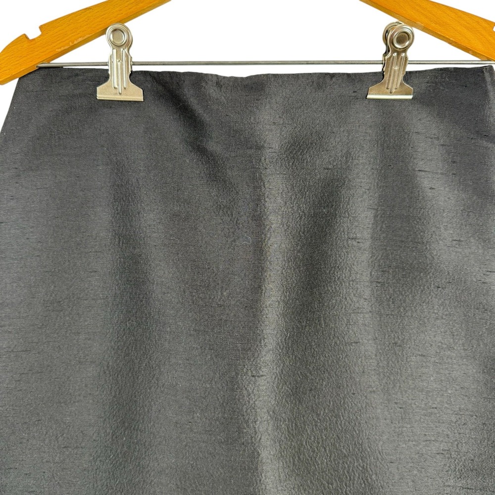 Linda Allard Ellen Tracy Women Black Skirt 8 Silk Straight Career Minimalist - Picture 2 of 8